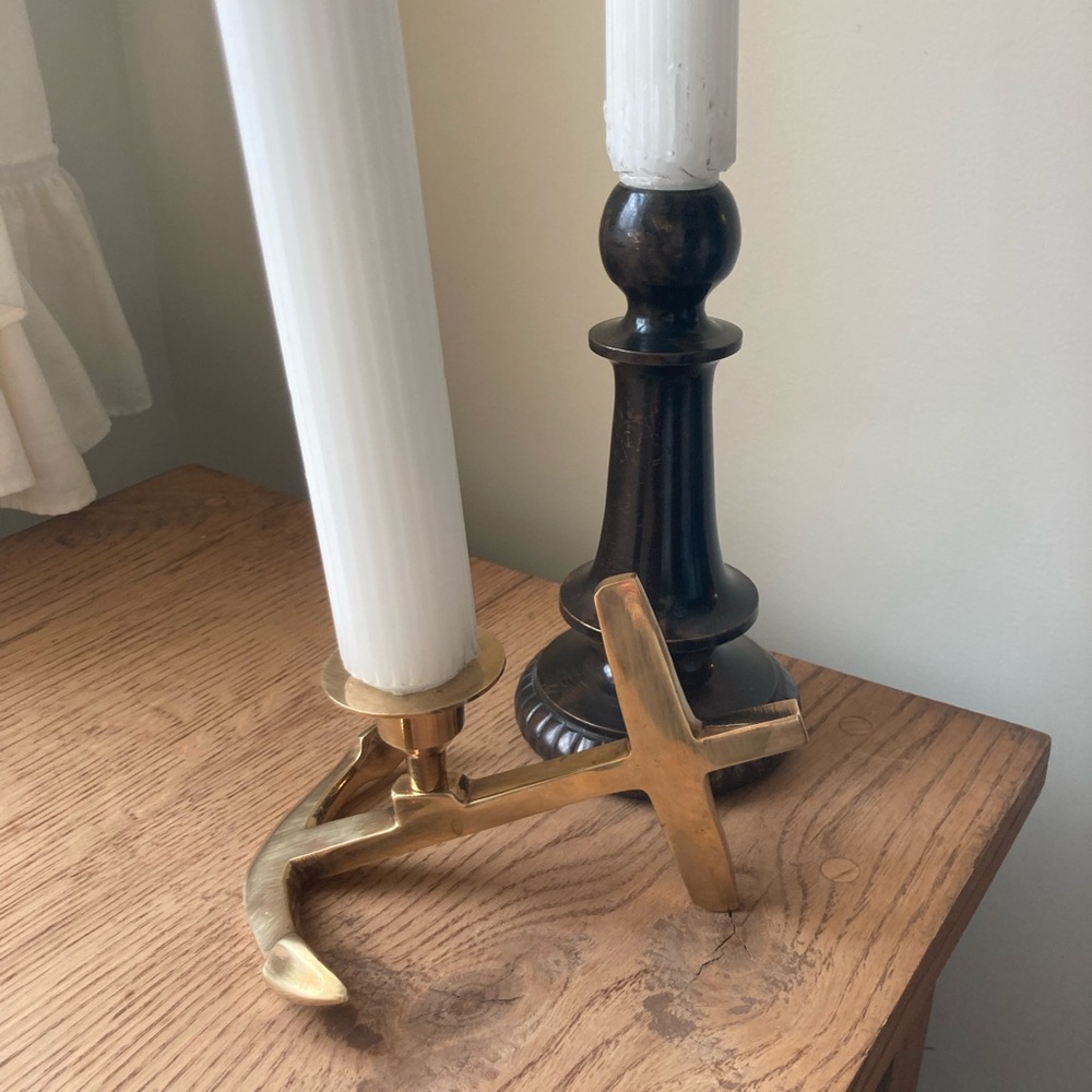 Vintage Brass Anchor Candle Holder
